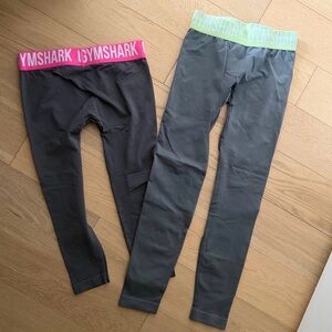 Gymshark Bundle Leggings with Pink and Lime Waistbands